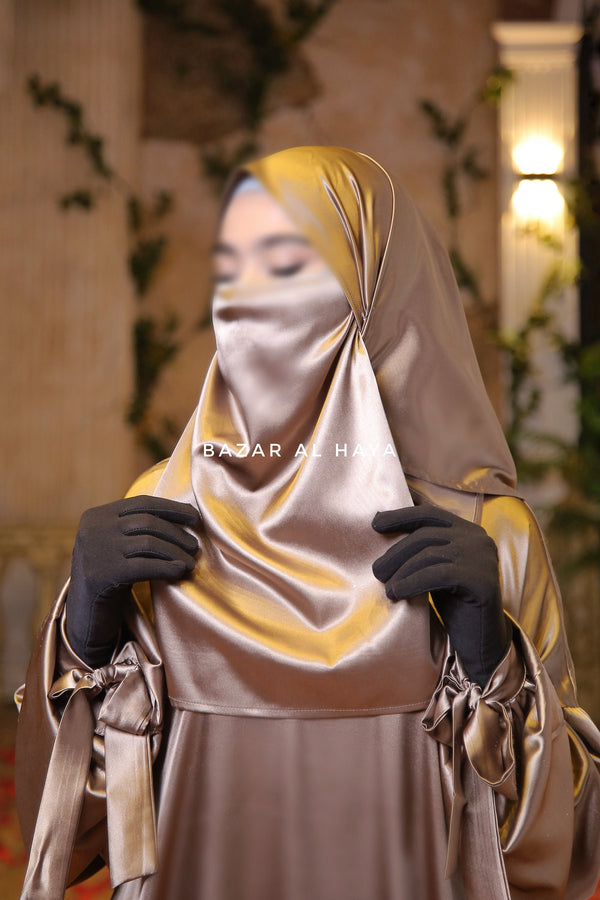 Cappuccino Satin Single Half Niqab - Elegant & Modest Veil