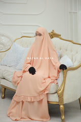 Ibadah Light Peach Two-piece Jilbab with Skirt, Haj, Umrah Garment & Prayer Set