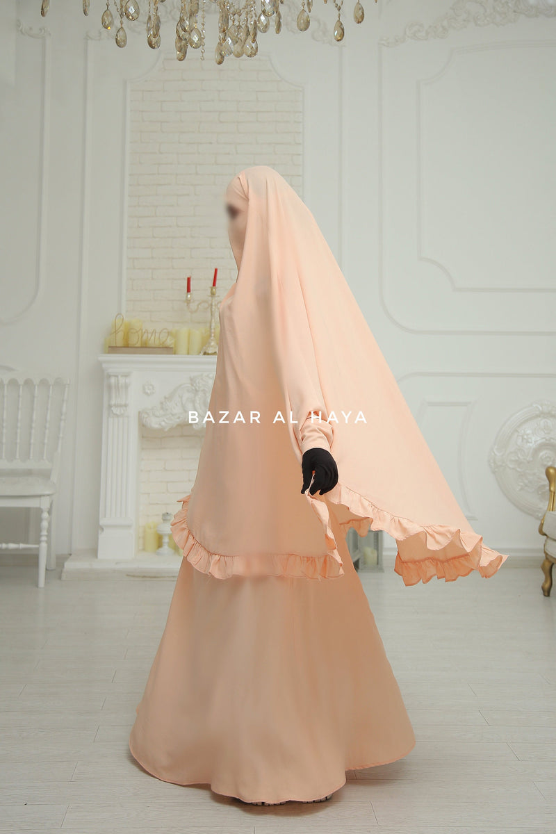 Ibadah Light Peach Two-piece Jilbab with Skirt, Haj, Umrah Garment & Prayer Set