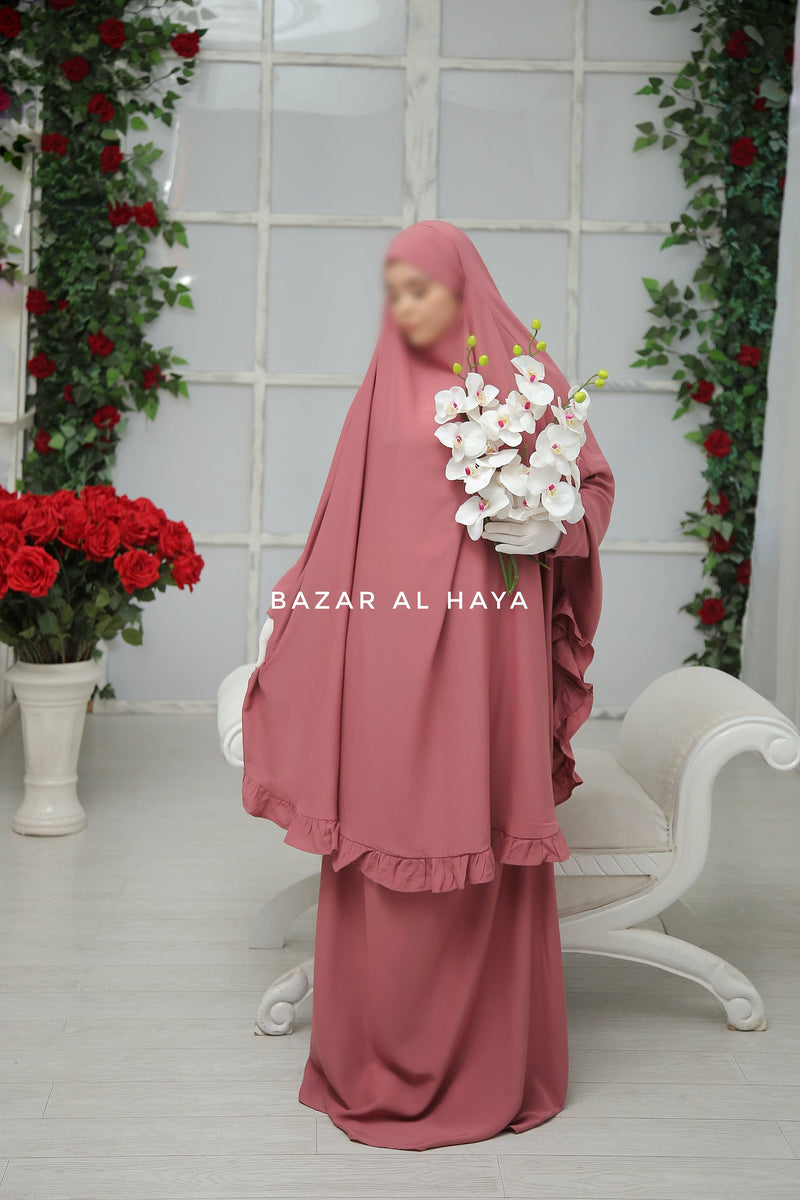 Ibadah Raspberry Pink Two-piece Jilbab with Skirt, Haj, Umrah Garment & Prayer Set