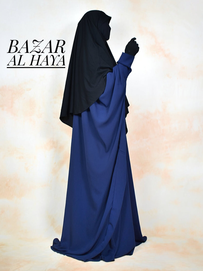 Navy Faraasha Butterfly Wide Abaya - Silk Crepe