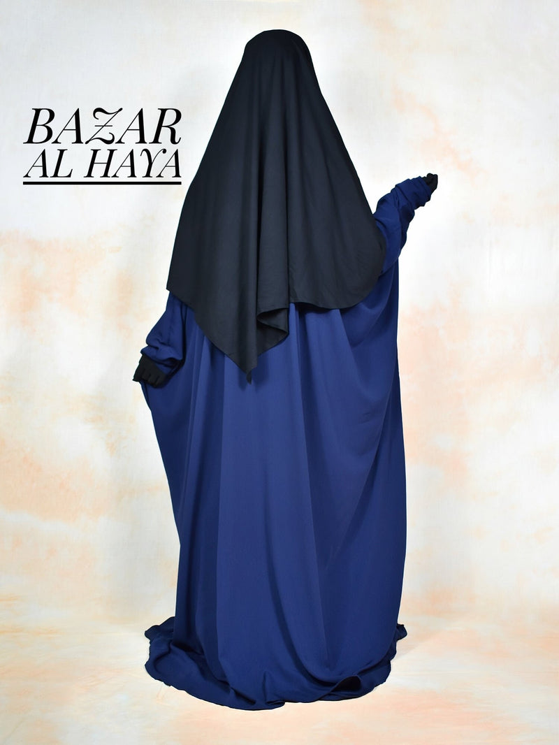 Navy Faraasha Butterfly Wide Abaya - Silk Crepe