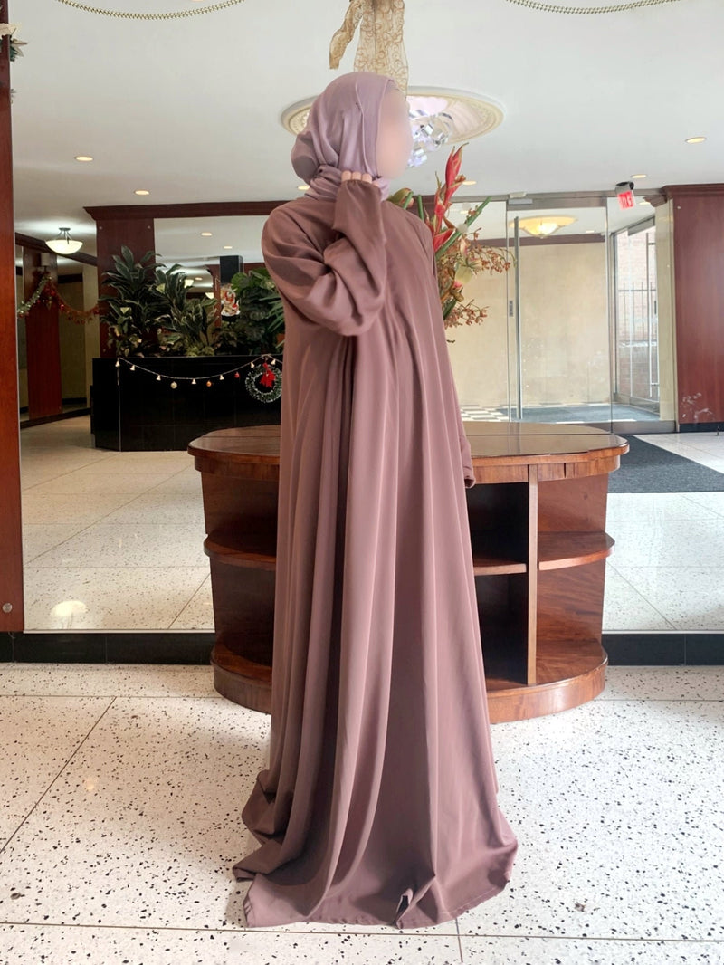 Taupe Rose Salam 2 Abaya - Comfy Style Front Zipper - Nida