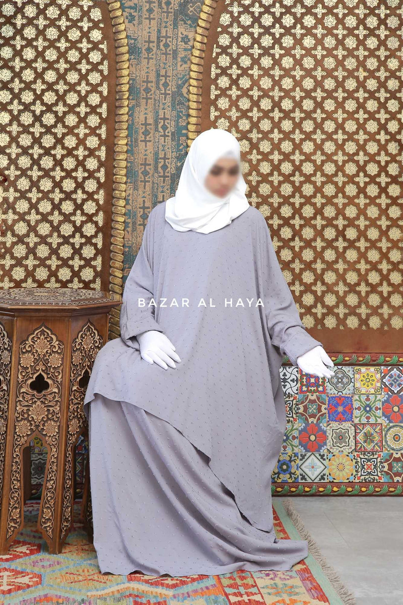 Nilufar Silver Two Piece Top & Skirt Set 100% Cotton Relaxed Fit With Pockets