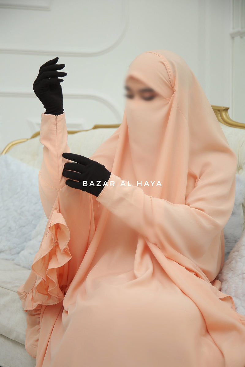 Ibadah Light Peach Two-piece Jilbab with Skirt, Haj, Umrah Garment & Prayer Set