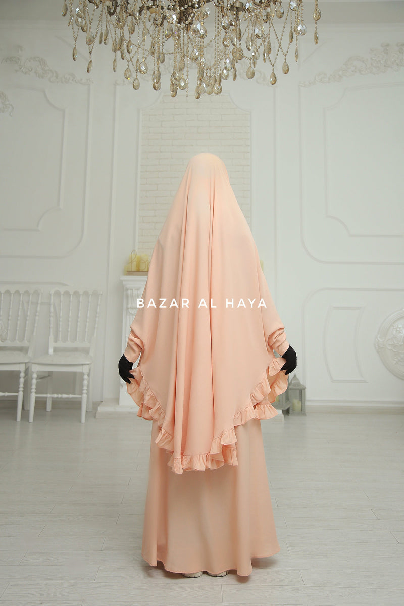 Ibadah Light Peach Two-piece Jilbab with Skirt, Haj, Umrah Garment & Prayer Set