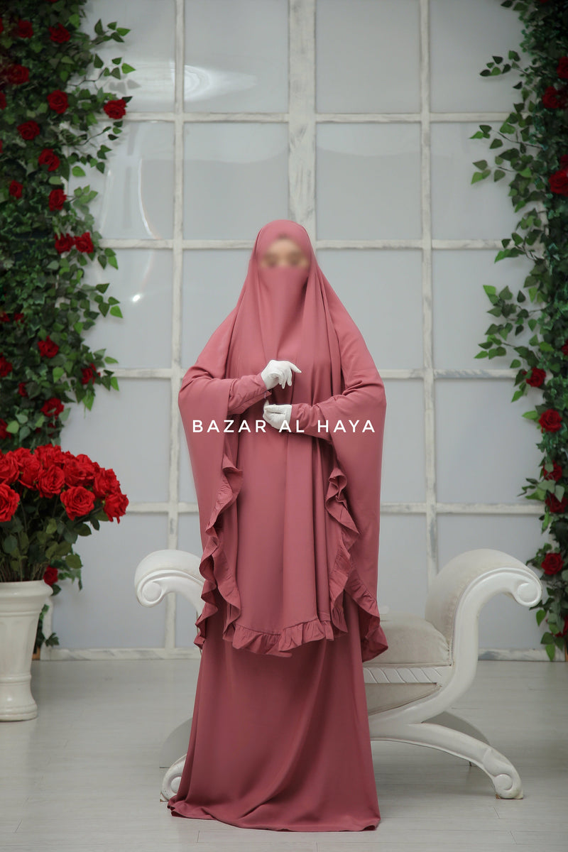 Ibadah Raspberry Pink Two-piece Jilbab with Skirt, Haj, Umrah Garment & Prayer Set